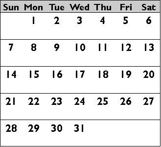 Calendar January 2017